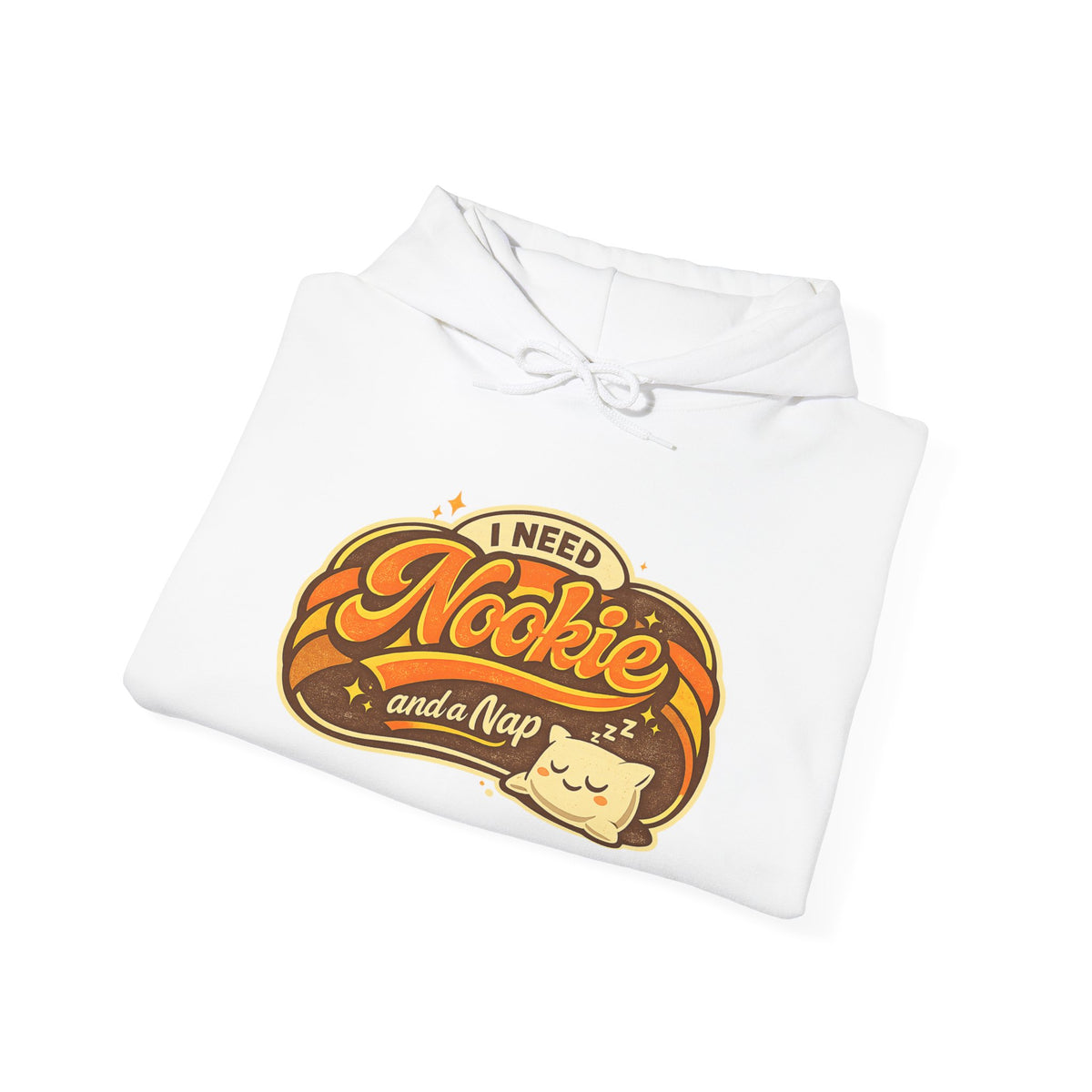 Hoodie — "I Need Nookie and a Nap" Cute Retro Cat Graphic Hoodie