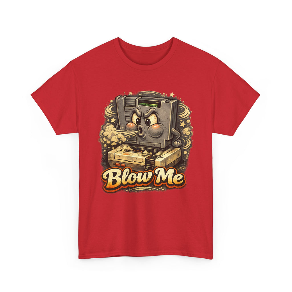 Retro Game Console Tee — 'Blow Me' Vintage Cartridge Graphic T-Shirt