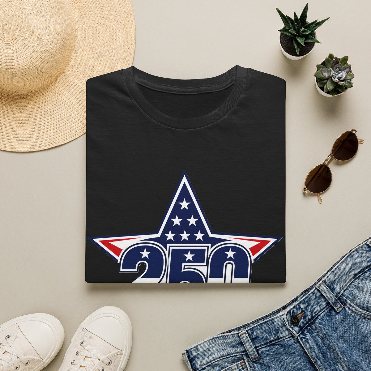 250 Star Graphic T‑Shirt — American Flag Patriotic Design