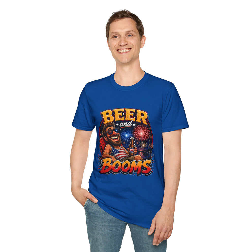 Beer and Booms T-Shirt — Patriotic Fireworks Beer Graphic Tee