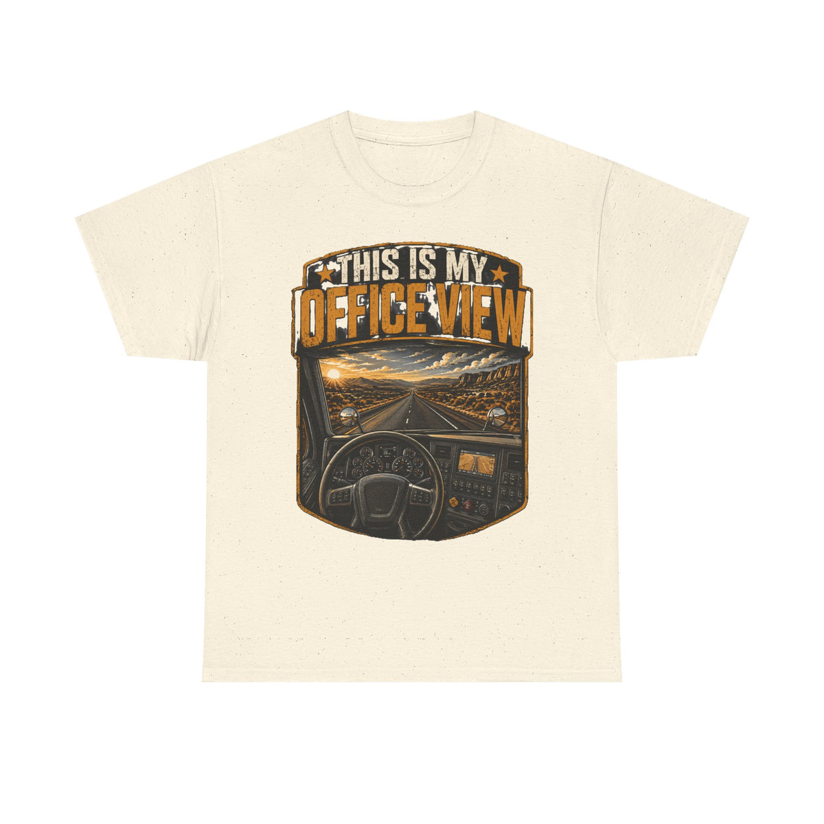 This Is My Office View T-Shirt — Truck Driver Cab Sunset Graphic Tee