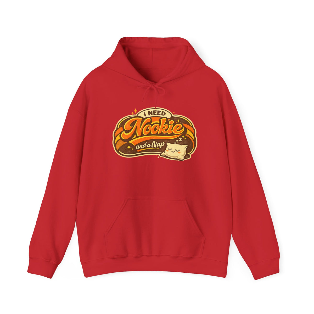 Hoodie — "I Need Nookie and a Nap" Cute Retro Cat Graphic Hoodie