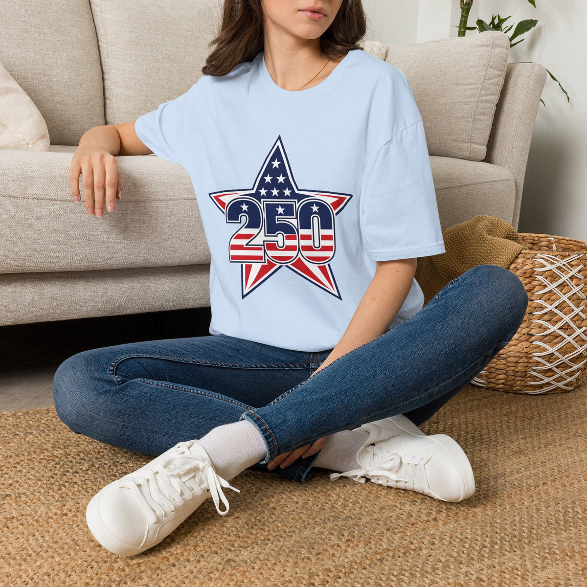 250 Star Graphic T‑Shirt — American Flag Patriotic Design