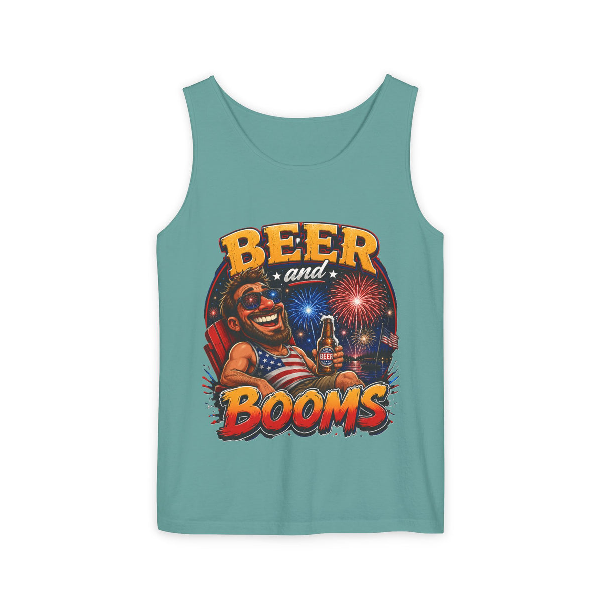Beer and Booms Tank Top — Patriotic 4th of July Fireworks Party Shirt