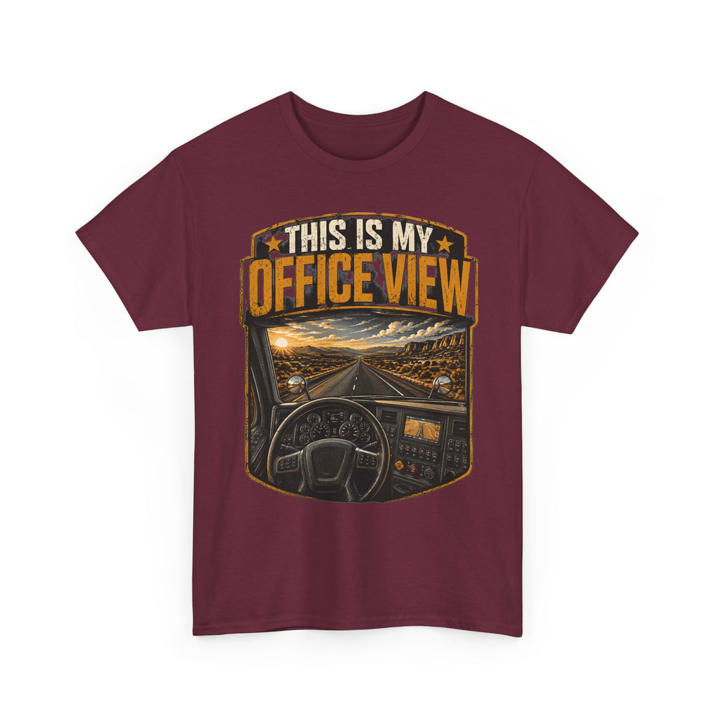 This Is My Office View T-Shirt — Truck Driver Cab Sunset Graphic Tee