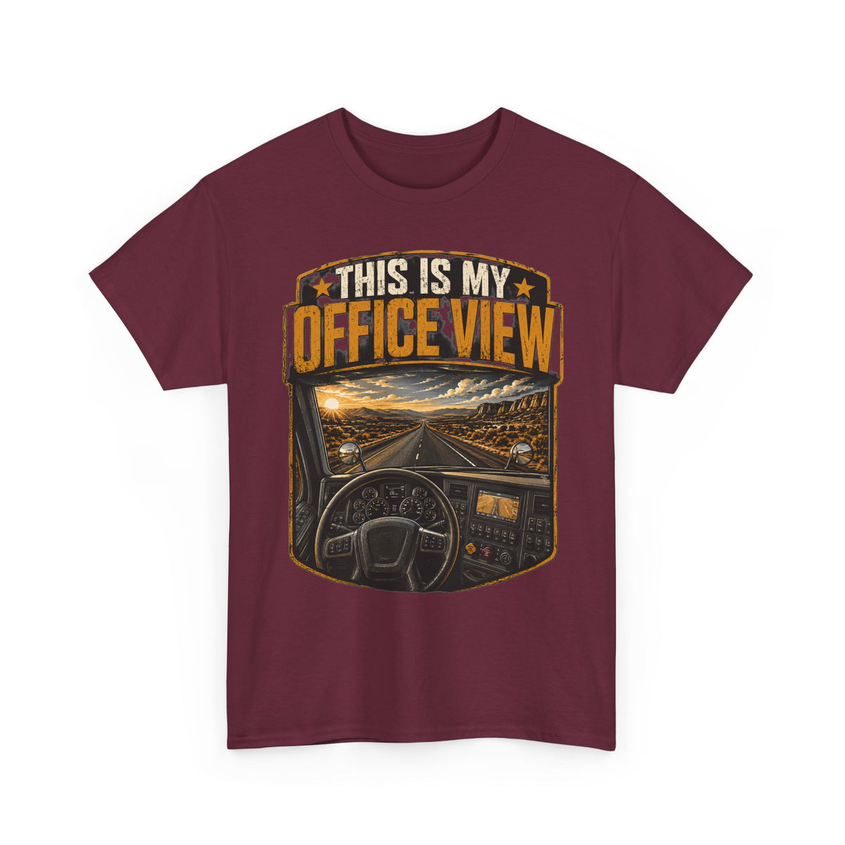 This Is My Office View T-Shirt — Truck Driver Cab Sunset Graphic Tee