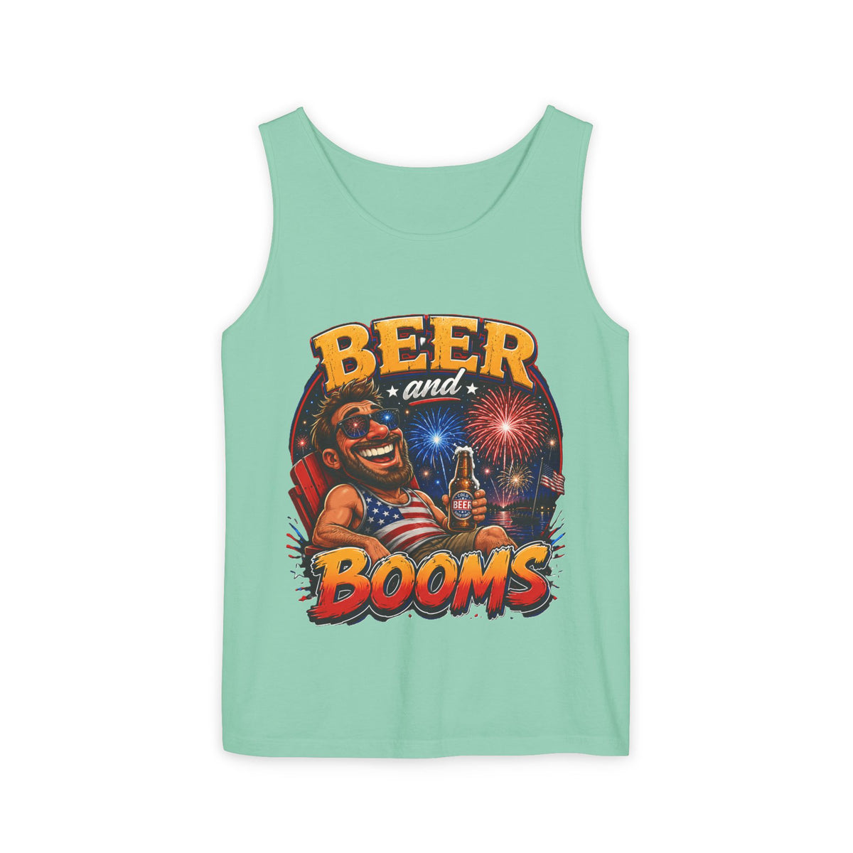 Beer and Booms Tank Top — Patriotic 4th of July Fireworks Party Shirt