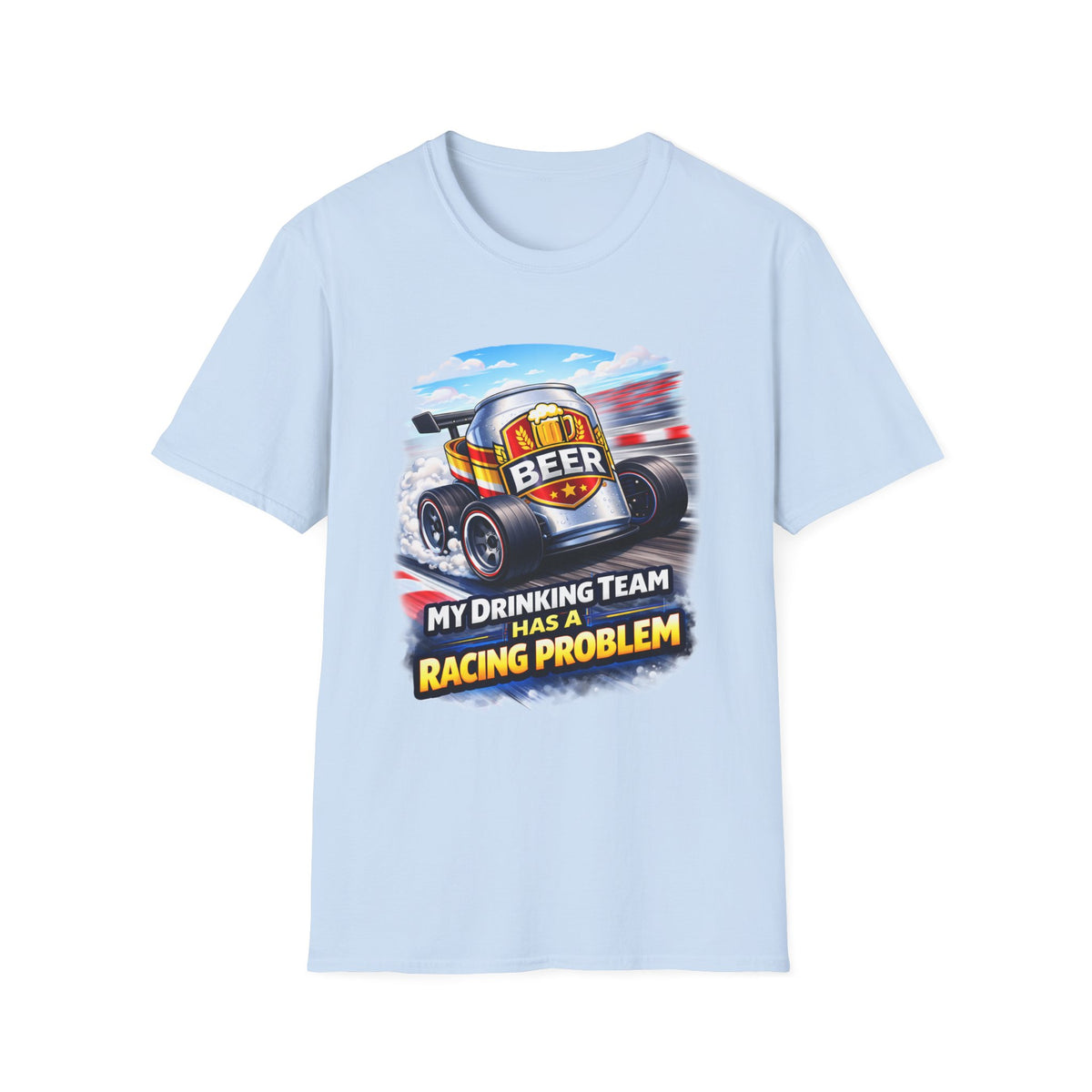 Racing Beer T-Shirt – "My Drinking Team Has a Racing Problem" Funny Motorsports Tee