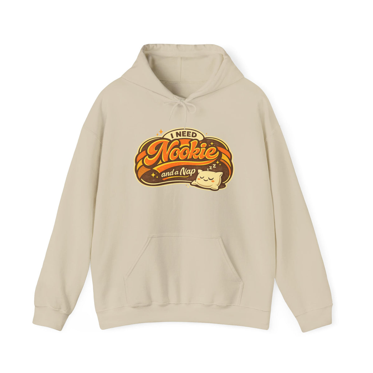 Hoodie — "I Need Nookie and a Nap" Cute Retro Cat Graphic Hoodie