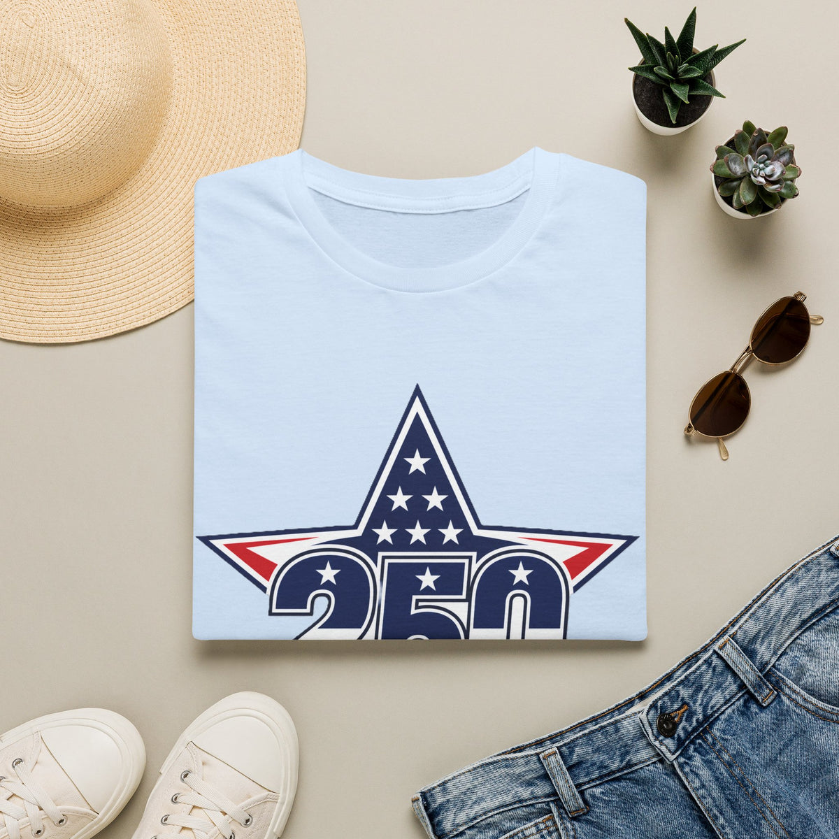 250 Star Graphic T‑Shirt — American Flag Patriotic Design