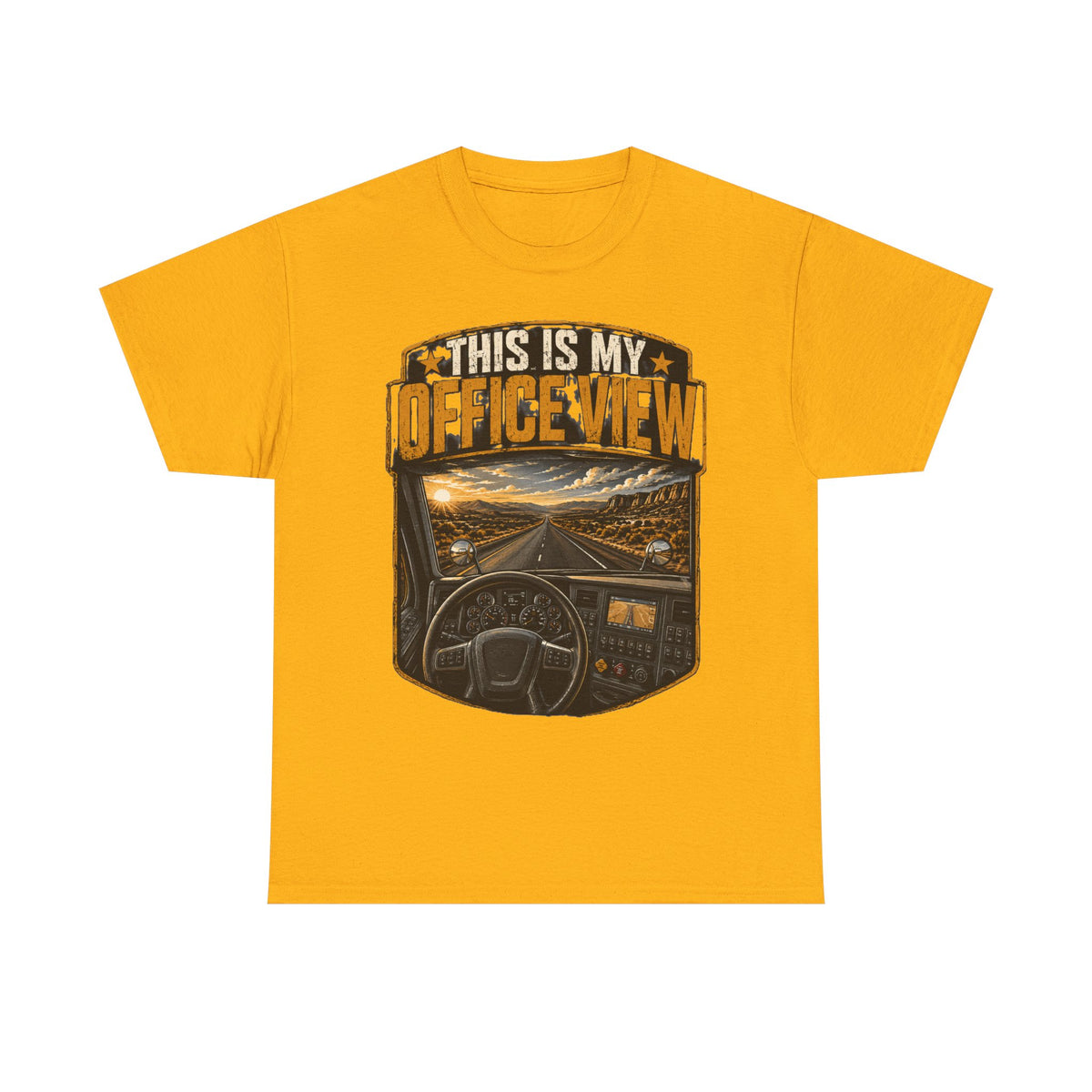 This Is My Office View T-Shirt — Truck Driver Cab Sunset Graphic Tee
