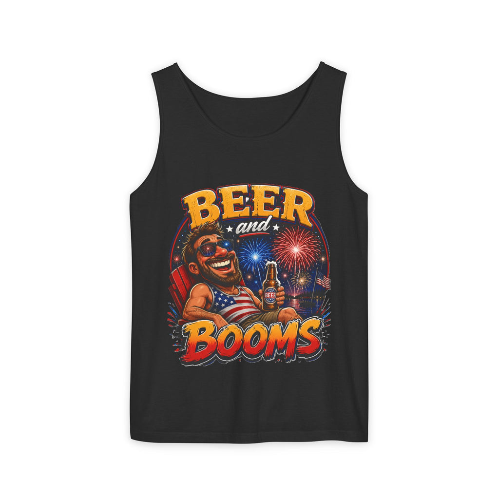 Beer and Booms Tank Top — Patriotic 4th of July Fireworks Party Shirt