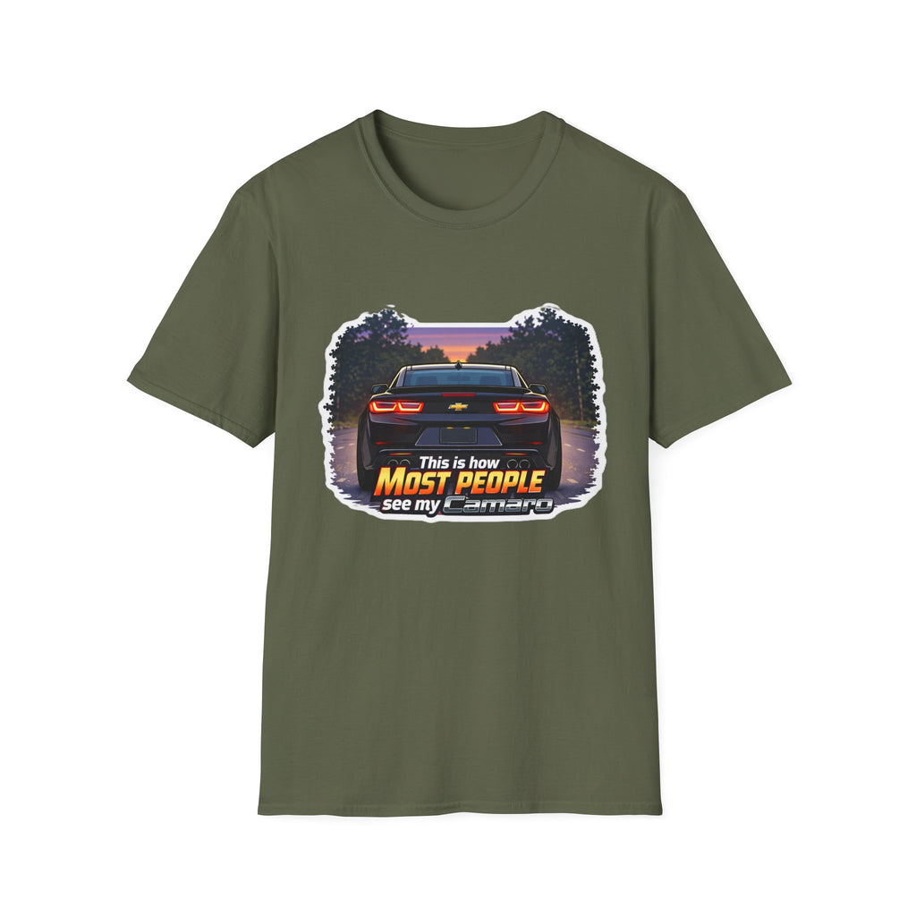 Car T-Shirt — "This is how most people see my Camaro" Retro Sunset Design