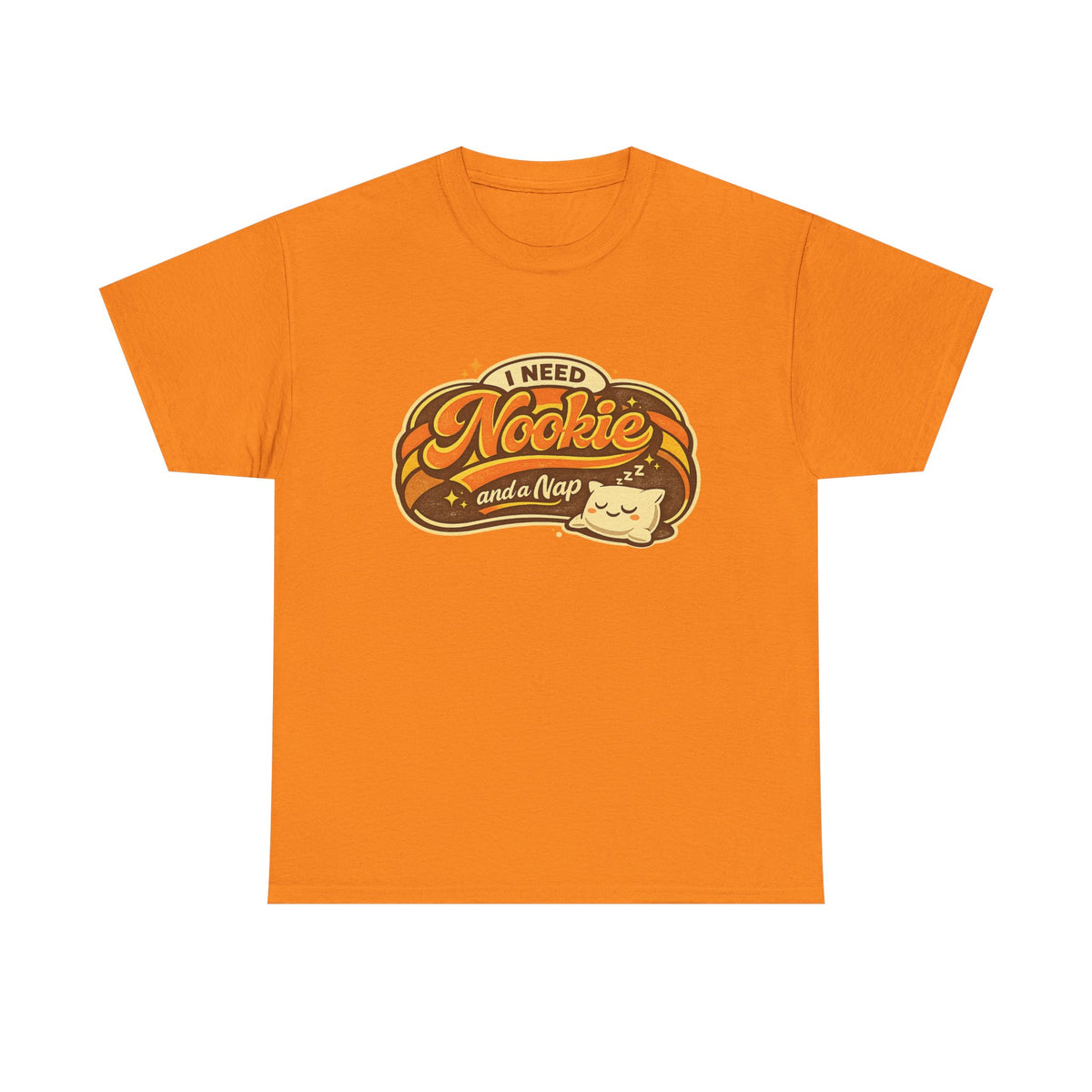 T-Shirt — "I Need Nookie and a Nap" Cute Retro Cat Nap Graphic Tee