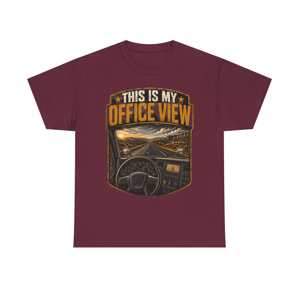 This Is My Office View T-Shirt — Truck Driver Cab Sunset Graphic Tee