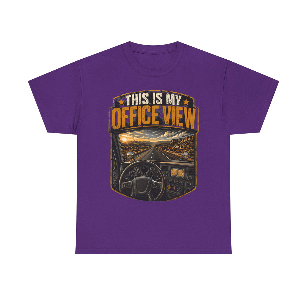 This Is My Office View T-Shirt — Truck Driver Cab Sunset Graphic Tee