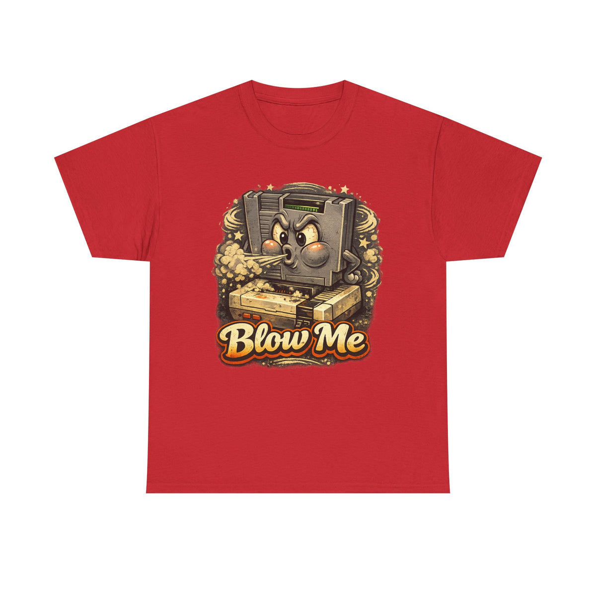 Retro Game Console Tee — 'Blow Me' Vintage Cartridge Graphic T-Shirt