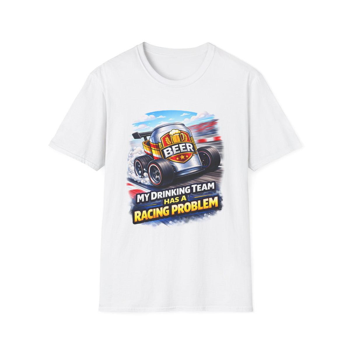 Racing Beer T-Shirt – "My Drinking Team Has a Racing Problem" Funny Motorsports Tee