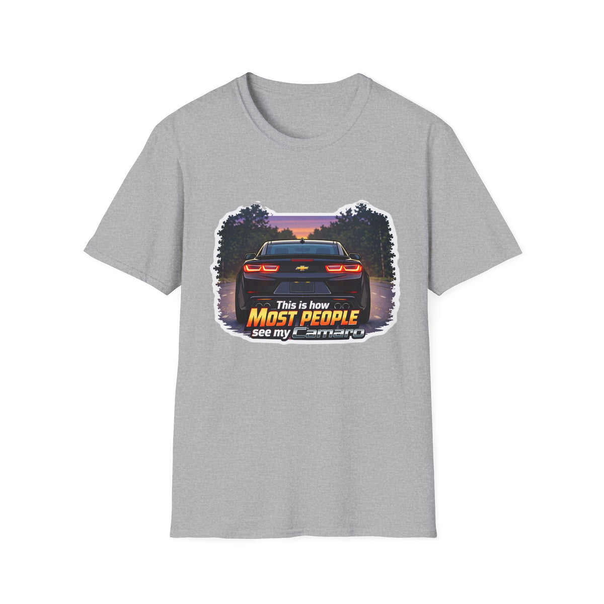 Car T-Shirt — "This is how most people see my Camaro" Retro Sunset Design