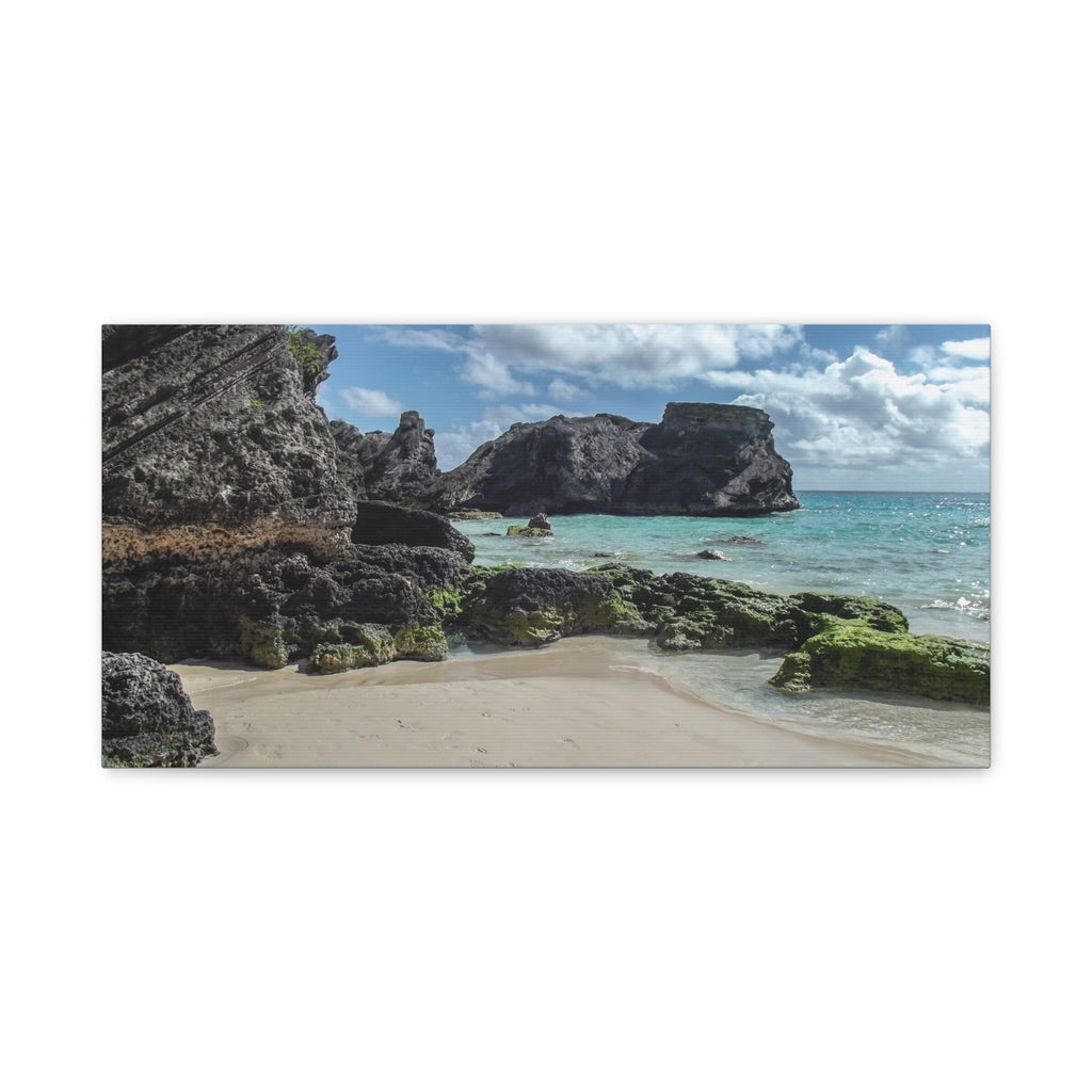 Seaside Cove Matte Stretched Canvas Print — Tropical Beach Wall Art