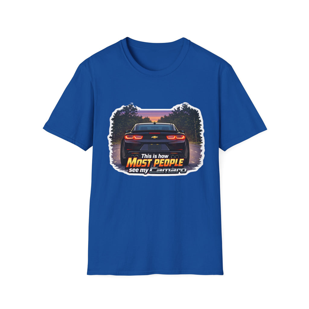 Car T-Shirt — "This is how most people see my Camaro" Retro Sunset Design