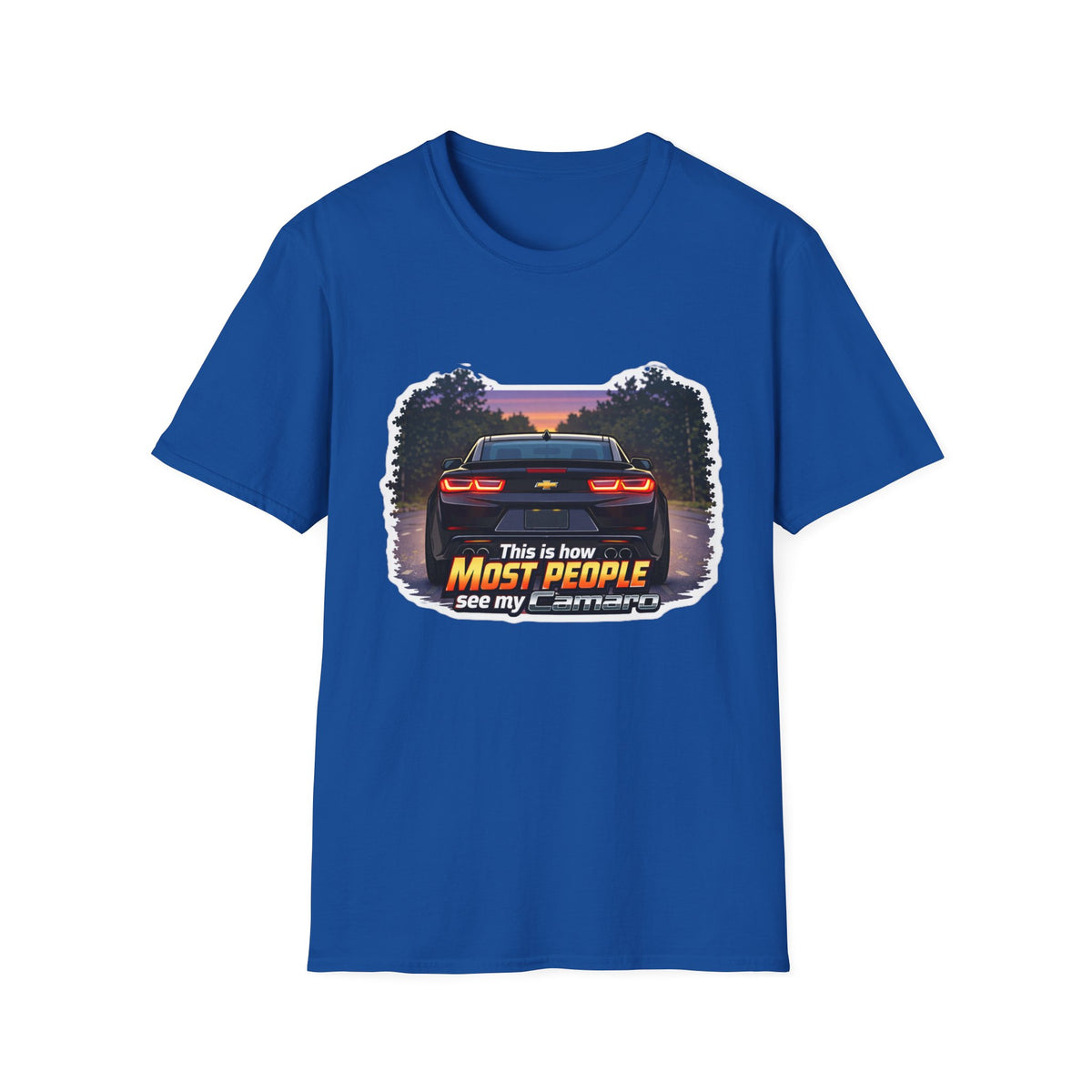 Car T-Shirt — "This is how most people see my Camaro" Retro Sunset Design