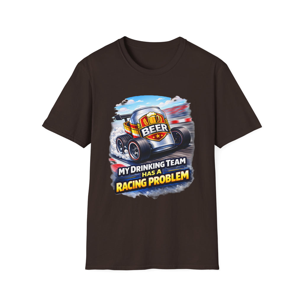Racing Beer T-Shirt – "My Drinking Team Has a Racing Problem" Funny Motorsports Tee