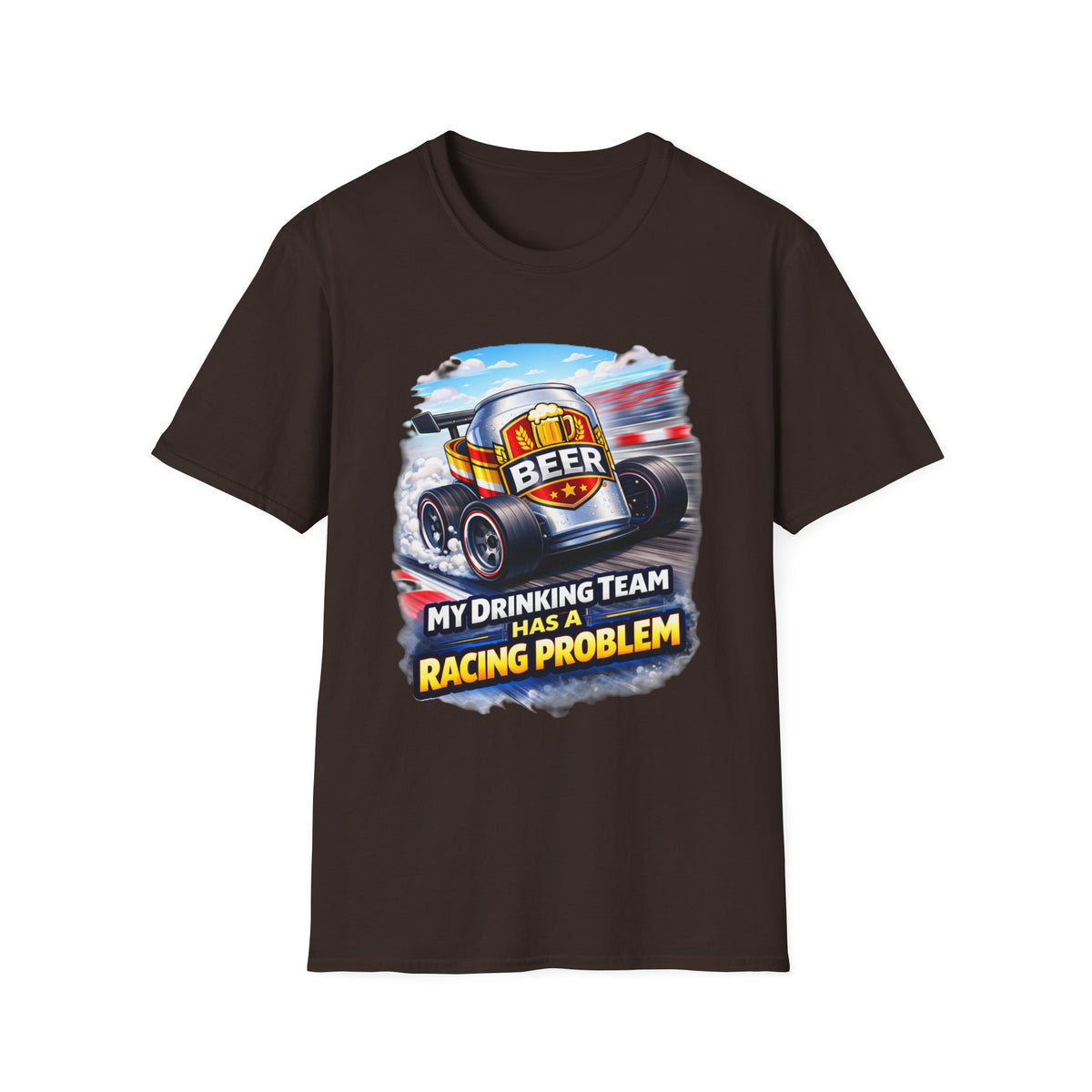 Racing Beer T-Shirt – "My Drinking Team Has a Racing Problem" Funny Motorsports Tee