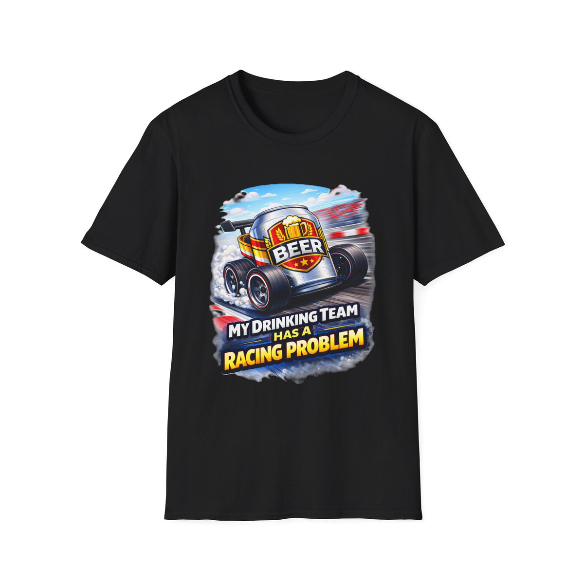 Racing Beer T-Shirt – "My Drinking Team Has a Racing Problem" Funny Motorsports Tee