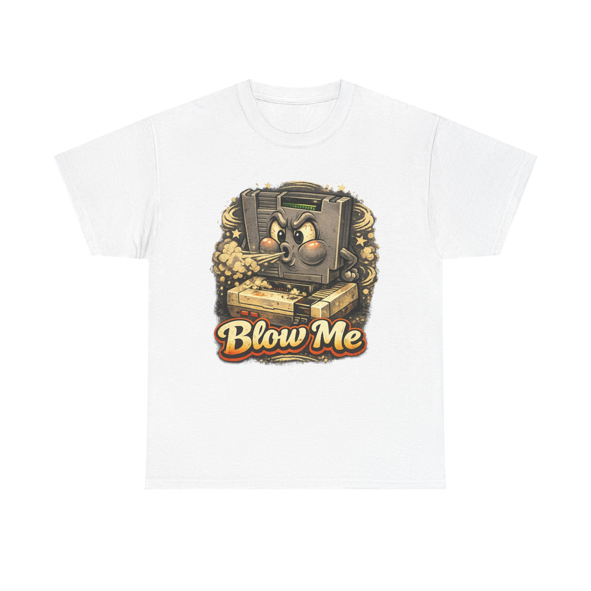 Retro Game Console Tee — 'Blow Me' Vintage Cartridge Graphic T-Shirt