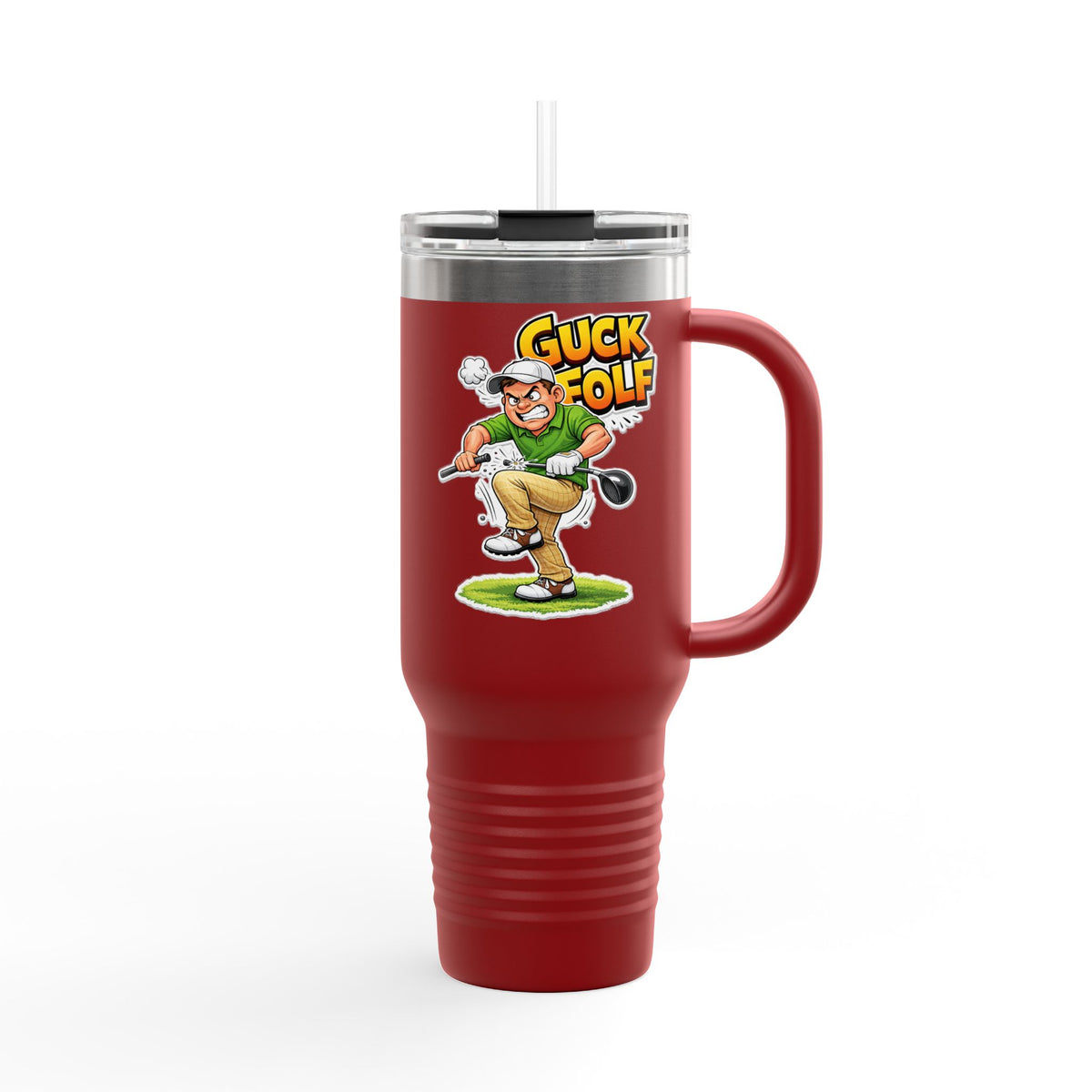 40oz Insulated Travel Mug - Funny 'Guck Golf' Cartoon Golfer Design