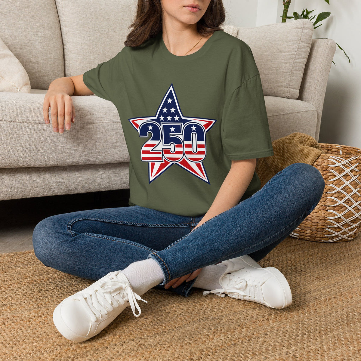 250 Star Graphic T‑Shirt — American Flag Patriotic Design