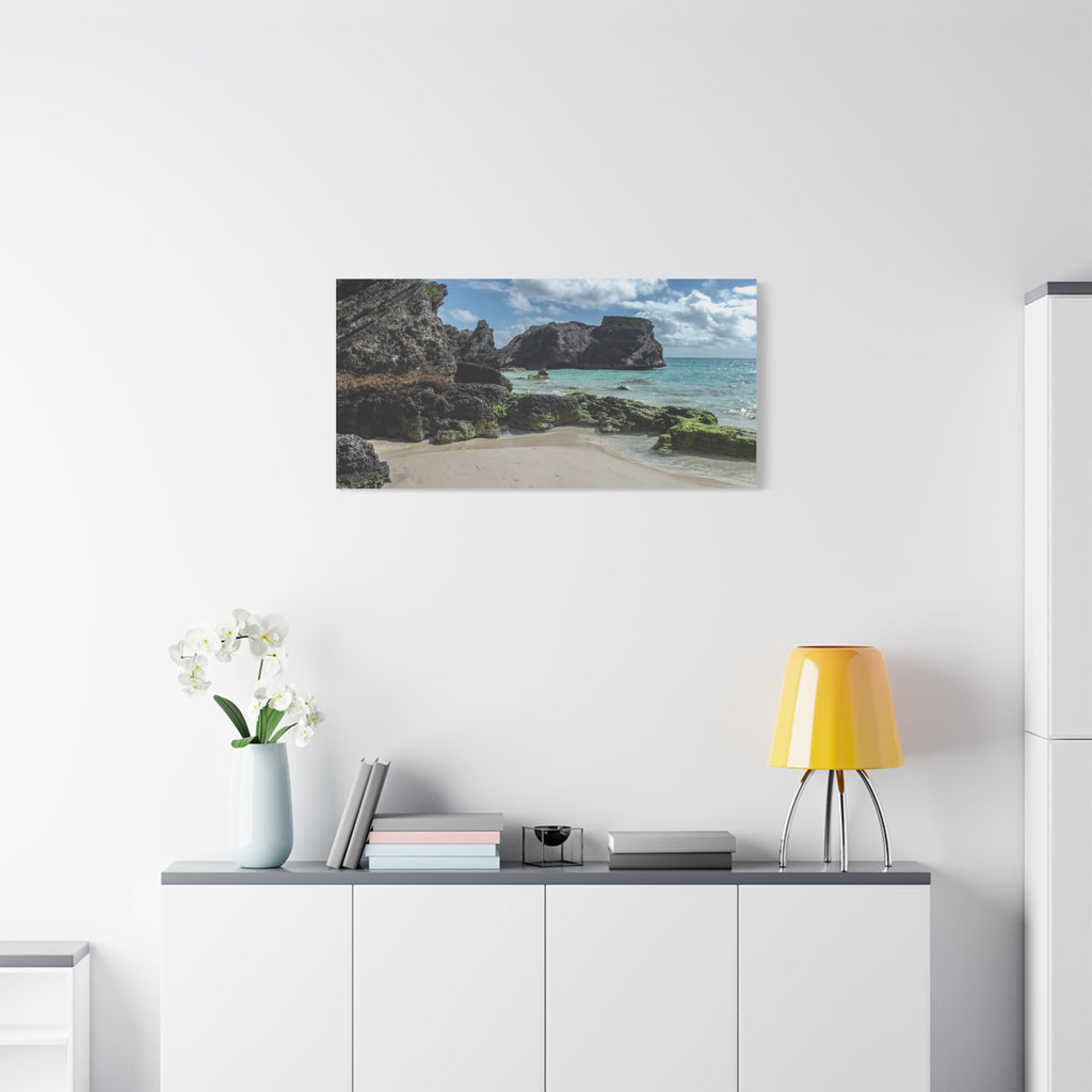 Seaside Cove Matte Stretched Canvas Print — Tropical Beach Wall Art