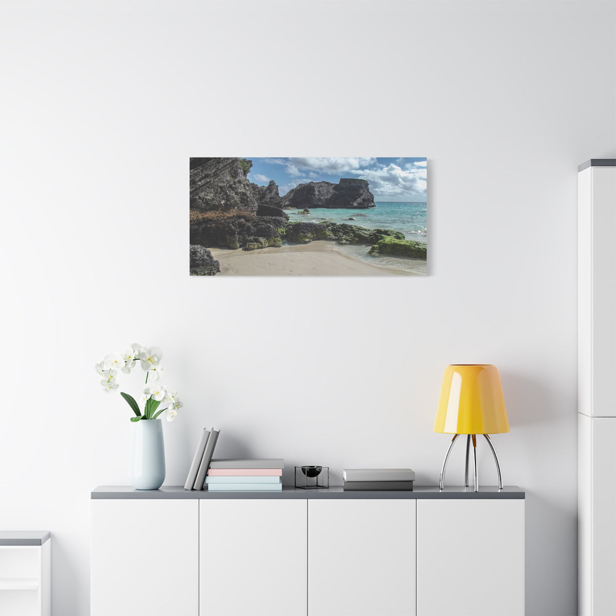 Seaside Cove Matte Stretched Canvas Print — Tropical Beach Wall Art