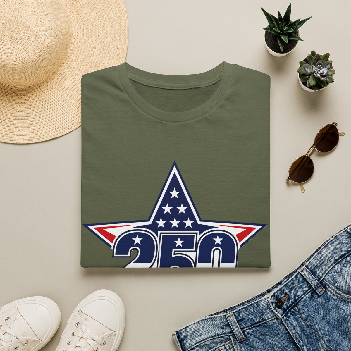 250 Star Graphic T‑Shirt — American Flag Patriotic Design