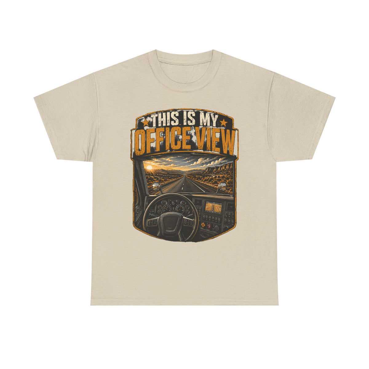 This Is My Office View T-Shirt — Truck Driver Cab Sunset Graphic Tee