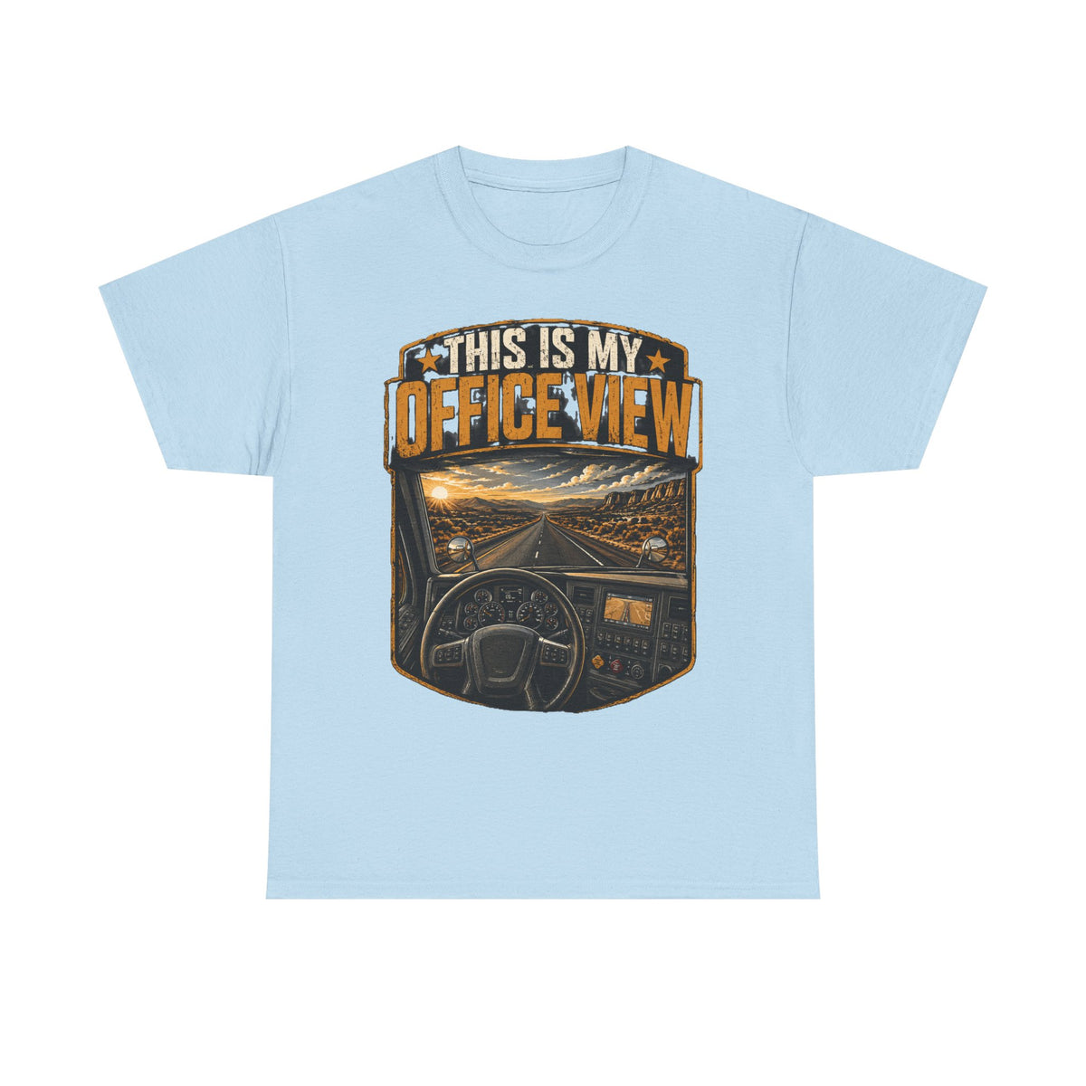 This Is My Office View T-Shirt — Truck Driver Cab Sunset Graphic Tee