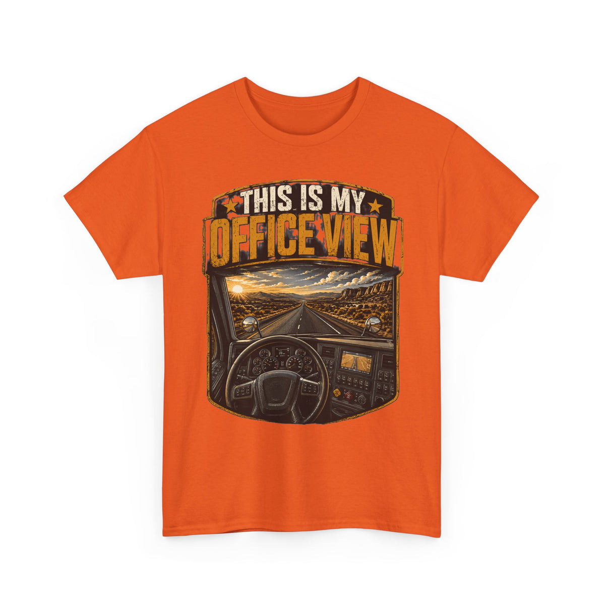This Is My Office View T-Shirt — Truck Driver Cab Sunset Graphic Tee