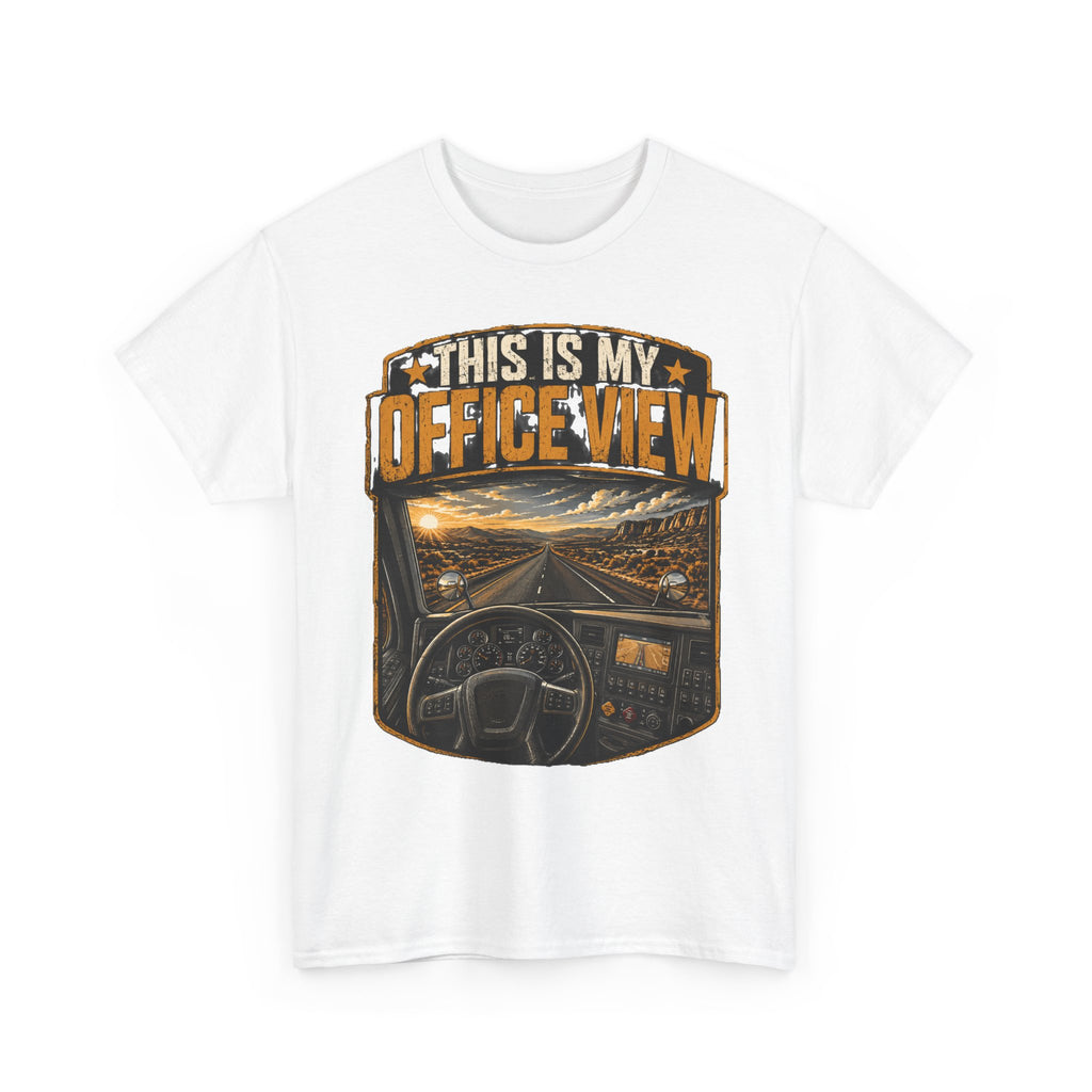 This Is My Office View T-Shirt — Truck Driver Cab Sunset Graphic Tee