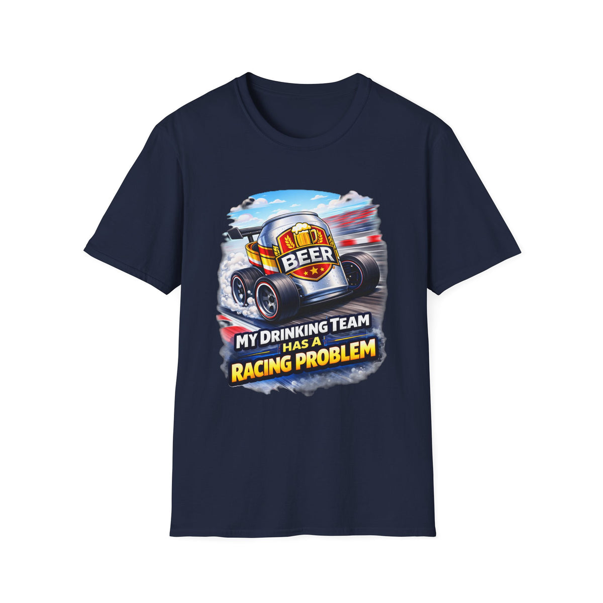 Racing Beer T-Shirt – "My Drinking Team Has a Racing Problem" Funny Motorsports Tee