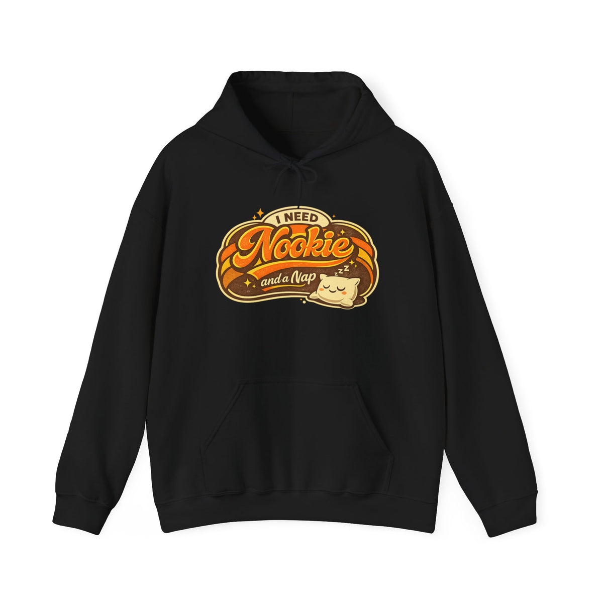 Hoodie — "I Need Nookie and a Nap" Cute Retro Cat Graphic Hoodie