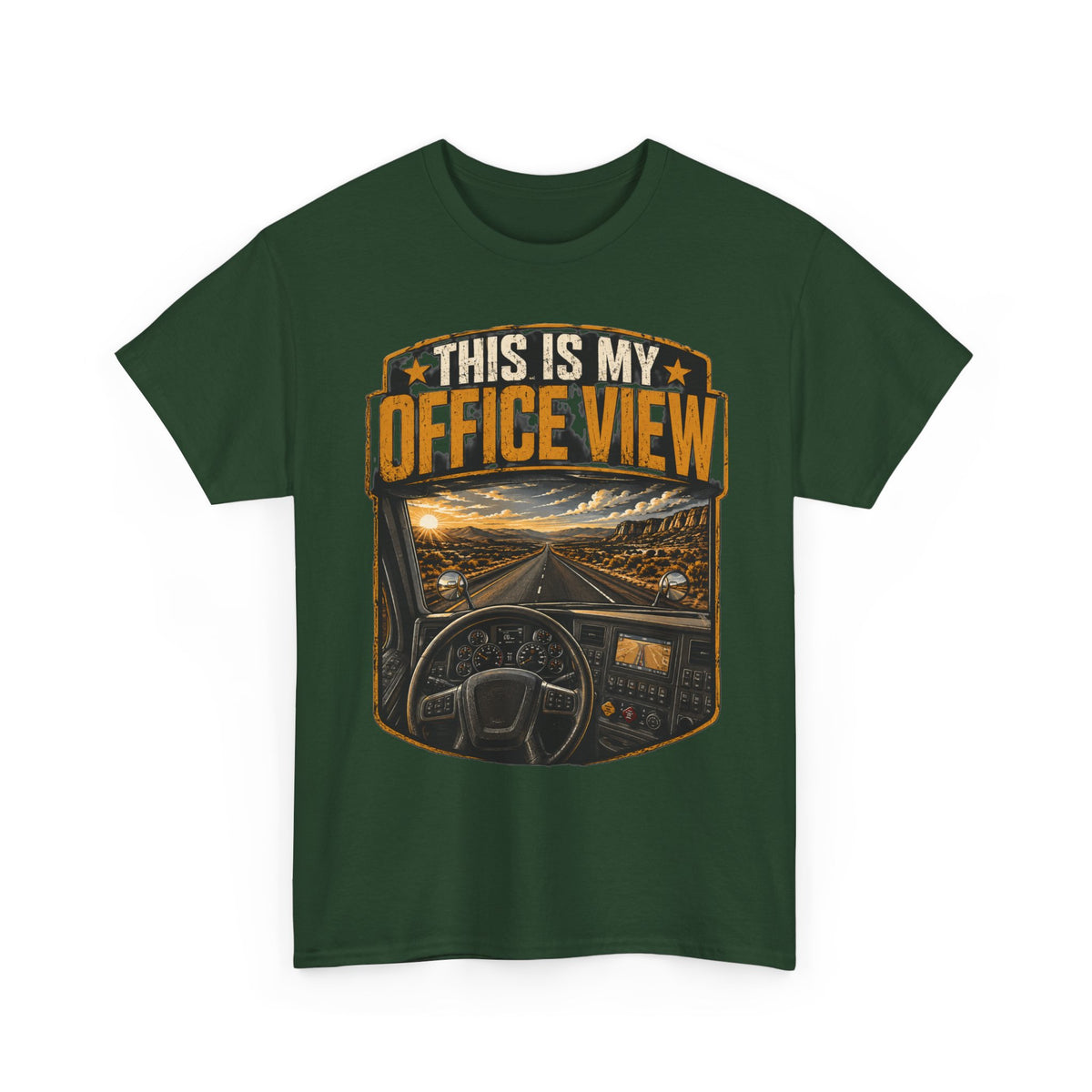 This Is My Office View T-Shirt — Truck Driver Cab Sunset Graphic Tee