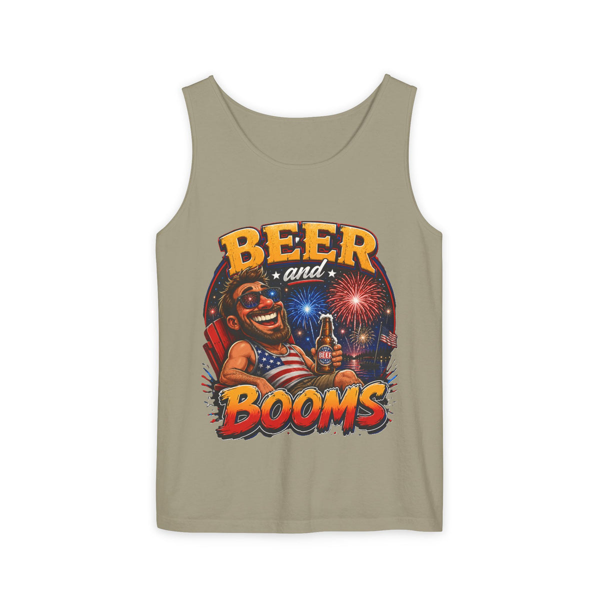 Beer and Booms Tank Top — Patriotic 4th of July Fireworks Party Shirt