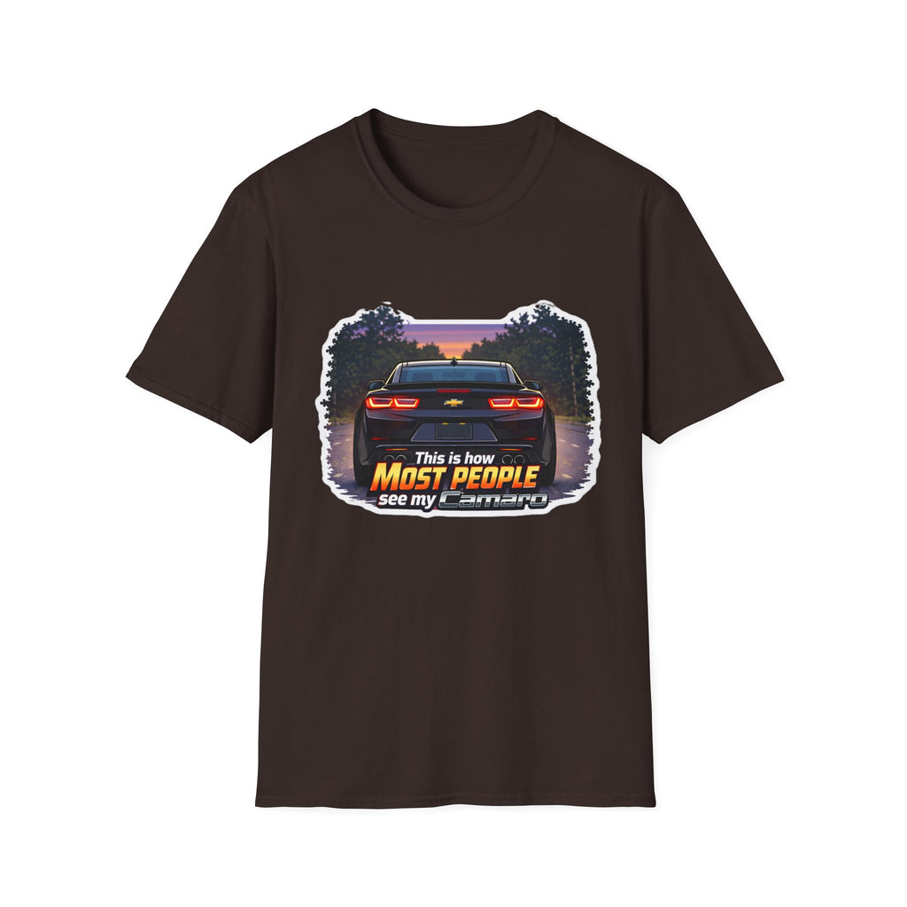 Car T-Shirt — "This is how most people see my Camaro" Retro Sunset Design