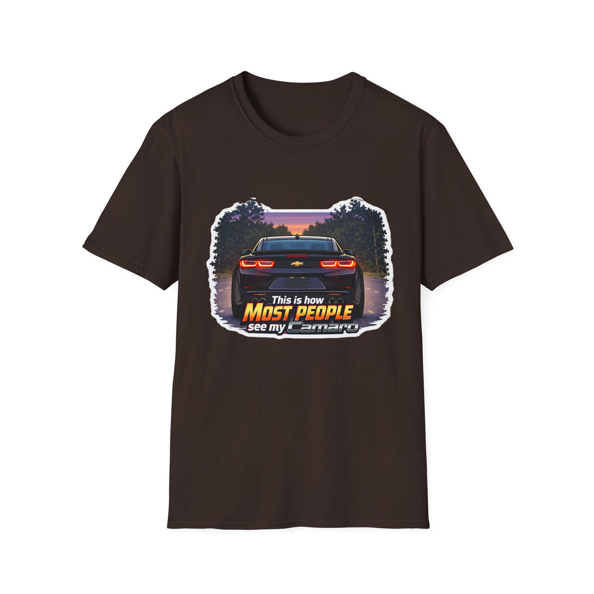 Car T-Shirt — "This is how most people see my Camaro" Retro Sunset Design