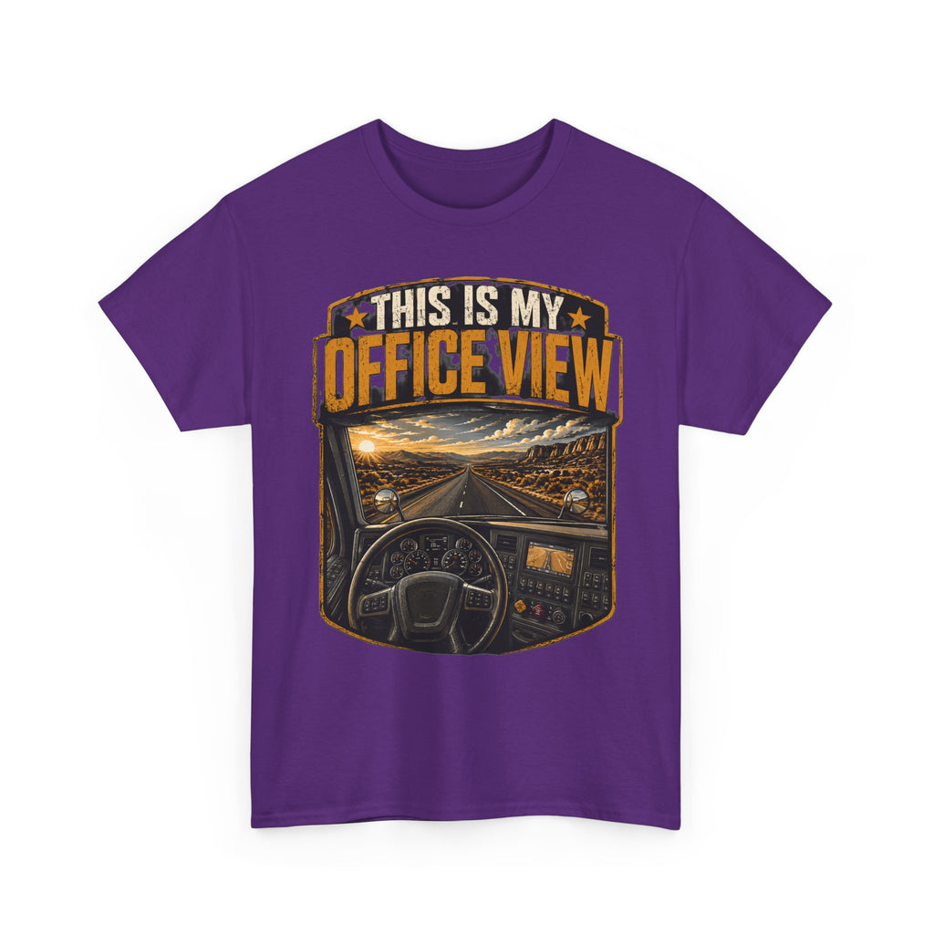 This Is My Office View T-Shirt — Truck Driver Cab Sunset Graphic Tee