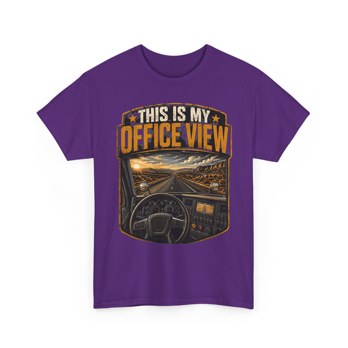 This Is My Office View T-Shirt — Truck Driver Cab Sunset Graphic Tee
