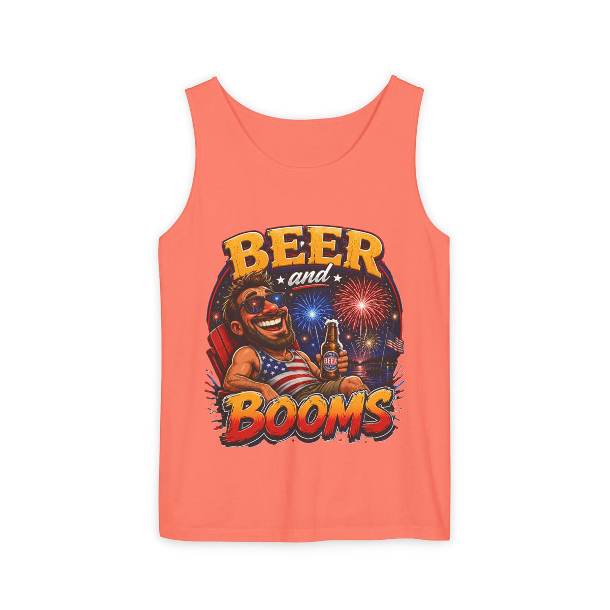 Beer and Booms Tank Top — Patriotic 4th of July Fireworks Party Shirt