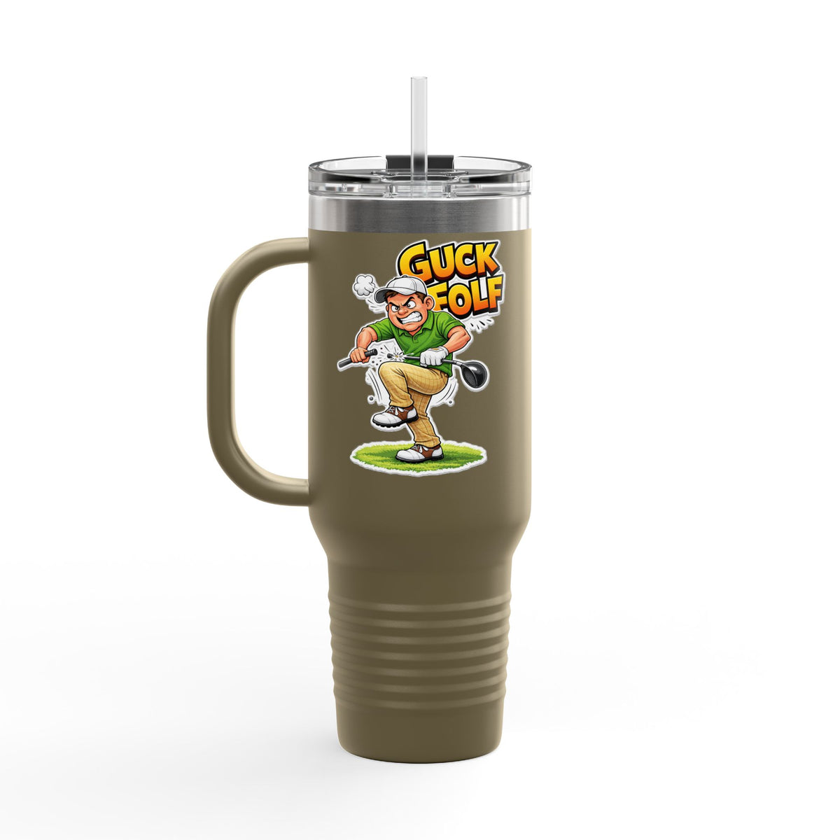 40oz Insulated Travel Mug - Funny 'Guck Golf' Cartoon Golfer Design