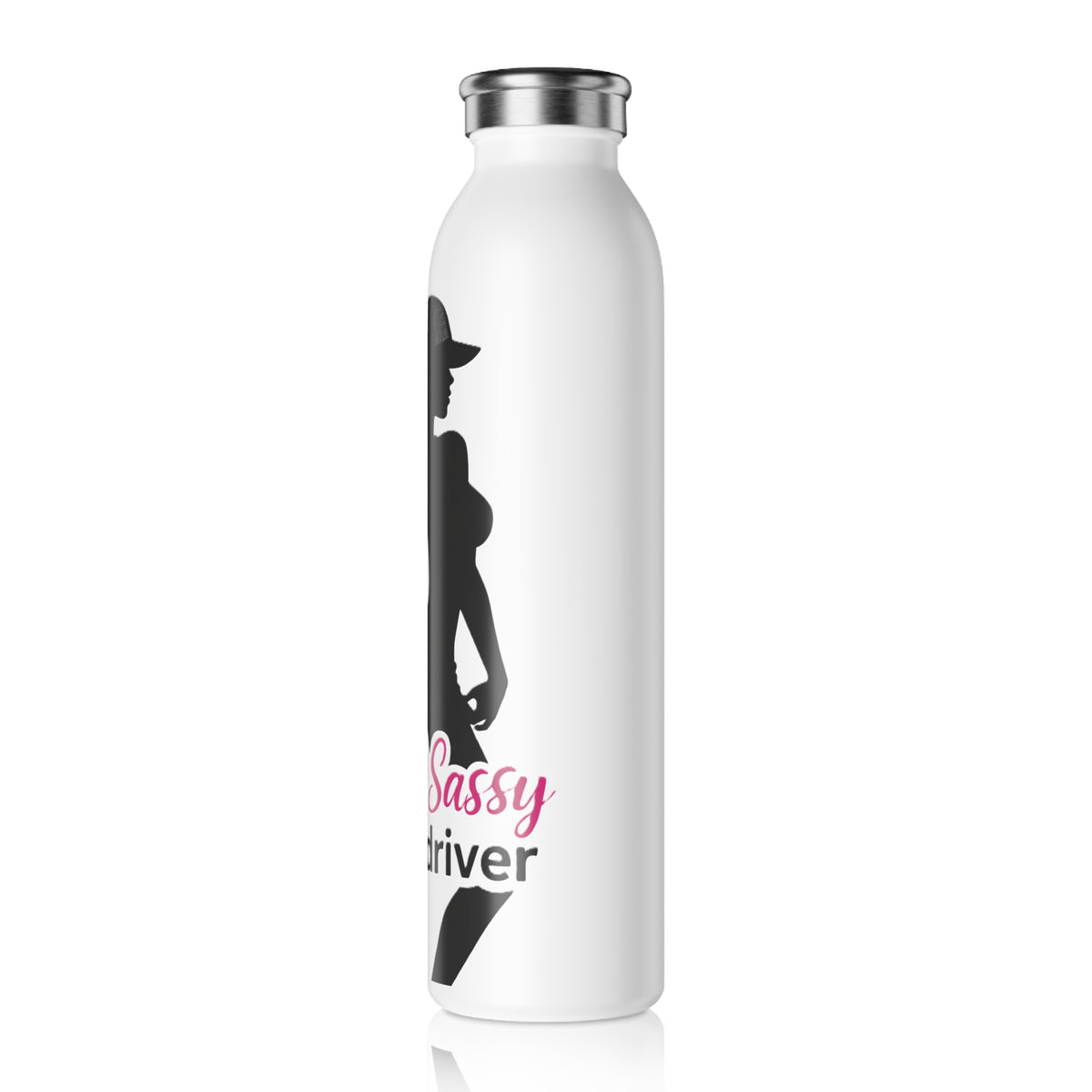 Slim Water Bottle — "Classy, Sassy" Truck Driver Silhouette Stainless Bottle